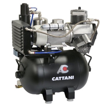 Cattani 45-165 - безмасляный стоматологический компрессор для CAD/CAM, трехцилиндровый, c осушителем, с ресивером 45 л, 165 л/мин
