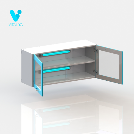 ВИТАЛИЯ Н5Б – навесной медицинский шкаф стеклянные дверцы, с бактерицидной лампой
