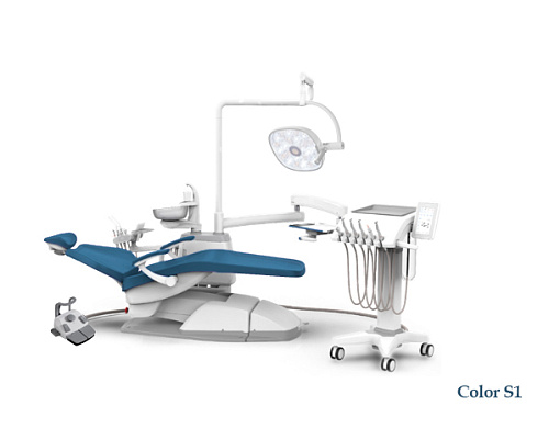 SILVERFOX 8000C-CMS0 Implant – Стоматологическая установка с подкатным блоком врача и с мягкой обивкой