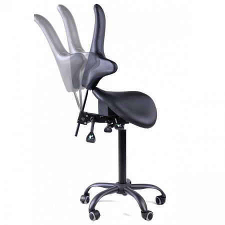 Gravitonus EZDuo Back - эргономичный стул-седло врача-стоматолога со спинкой, двуразделенное седло