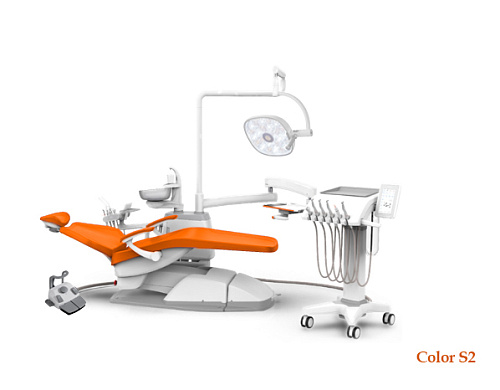 SILVERFOX 8000C-CMS0 Implant – Стоматологическая установка с подкатным блоком врача и с мягкой обивкой